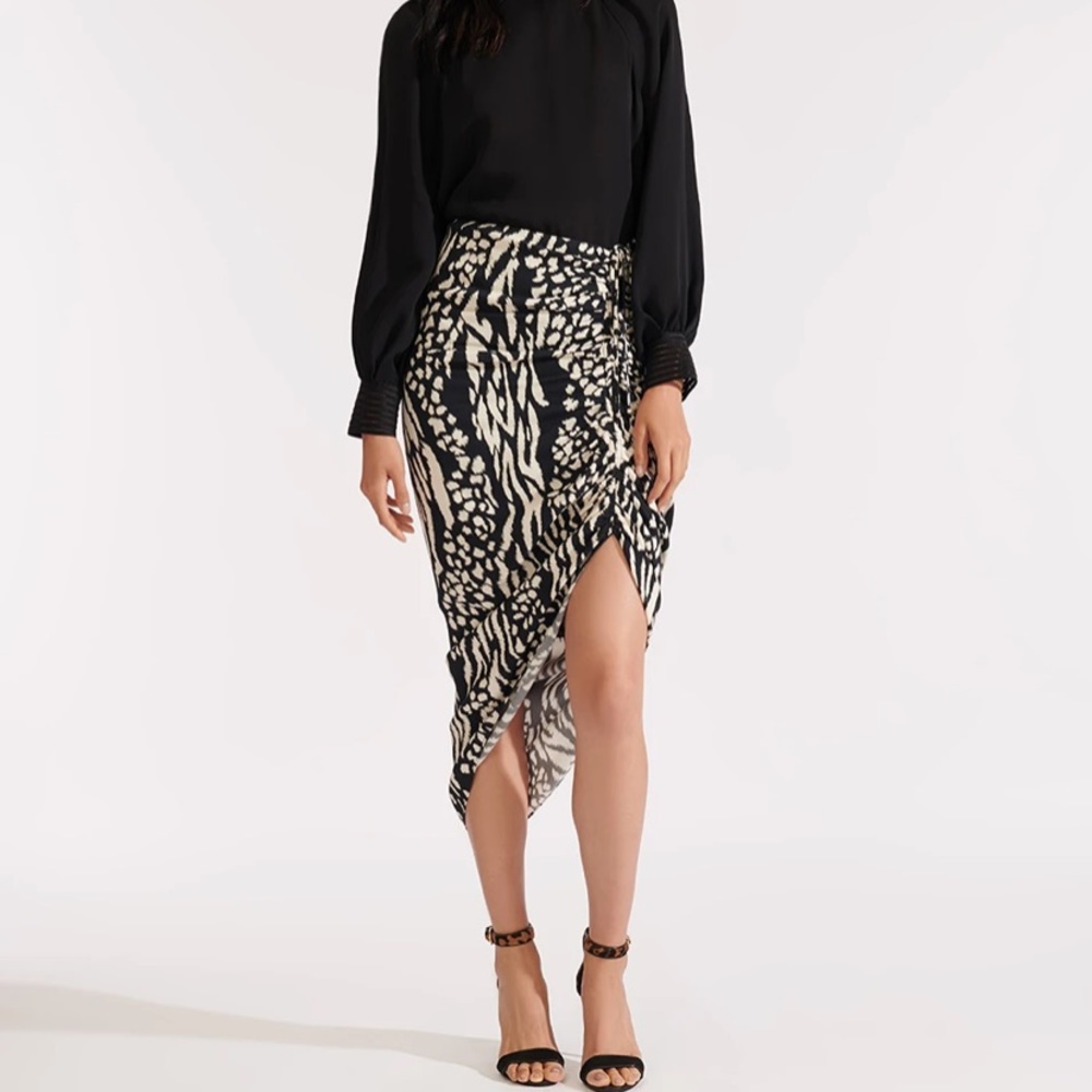 Veronica beard animal print midi skirt
